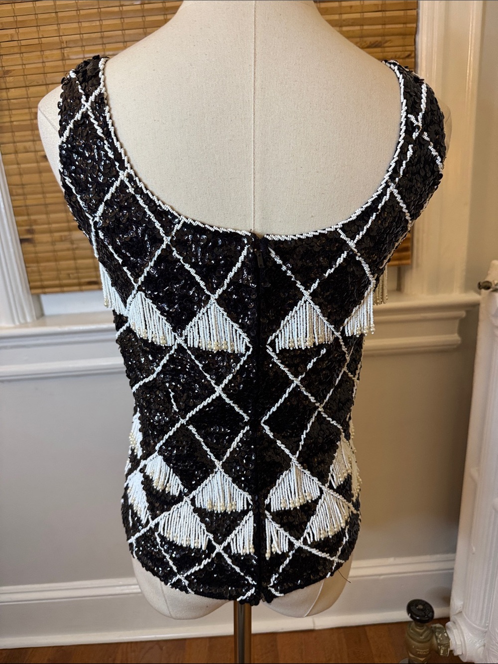 Vintage Beaded Sequin Tank sweater with fringe - Picture 3 of 6